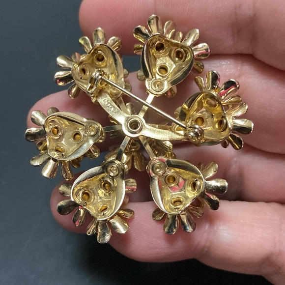 CORO Vintage Signed Coro Goldtone Flower Cluster Brooch Pin coro - Picture 4 of 4